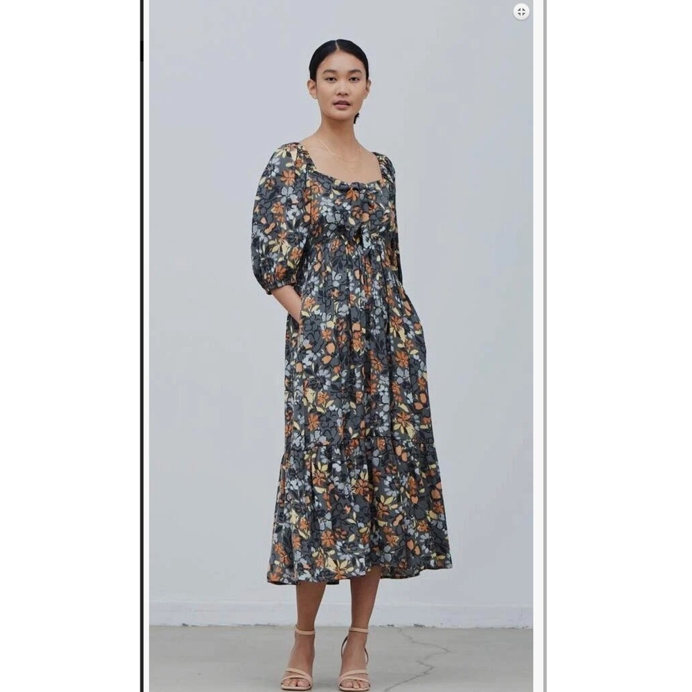 Grade & Gather Tie Bow Floral McLean Maxi Dress Size‎ Medium NWT